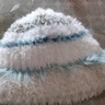 目丸加厚毛绒绒针织帽子女秋冬款防寒毛线帽保暖护耳显脸小韩版大头围 白蓝绿拼色毛绒帽 实拍图