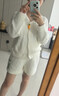 ubras【虞书欣同款】兔绒绒开襟家居服套装厚款女加绒睡衣冬季女 【长袖短裤套装】纯白色 S 实拍图