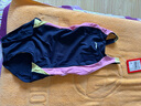 李宁（LI-NING）儿童泳衣女童连体三角泳装速干透气专业训练游泳衣516 黑粉 140  实拍图