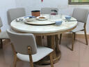 采薇 大理石餐桌家用餐桌椅组合实木白蜡木大圆桌现代简约圆形饭桌 1.2米餐桌(带转盘)+6张餐椅 实拍图