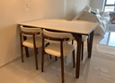 上林春天 餐桌 方桌中古风岩板餐桌小户型吃饭桌子复古餐桌椅组合餐厅家具 胡桃色/哑光纯白岩板/灵芝椅 1.4m 一桌四椅 实拍图