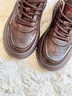 公牛世家男鞋秋季新款潮流软底舒适运动板鞋男士休闲鞋厚底皮面老爹鞋子男 棕色【四季款单鞋】GN125105301 41 (标准运动码) 实拍图