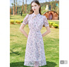 百图betu女装夏季新款连衣裙重工改良旗袍碎花连衣裙女2304D01 浅紫 M 实拍图
