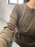 优衣库女装罗纹亨利领T恤/长袖修身短款内搭打底25新款479591 56 橄榄色 3XL /170/108C 实拍图