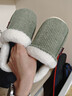 牧童儿童棉拖鞋男冬加绒保暖家居鞋室内软底亲子包跟棉鞋女 艾叶绿230 实拍图