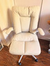 顾全办公椅书房书桌椅家用奶油小方椅子学习椅舒适久坐电脑椅环保真皮 奶白色-真皮 实拍图