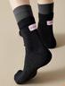 杜威克瑜伽袜子搭配瑜伽裤双罗口堆堆纯棉纱线中高筒2双装黑+灰 实拍图