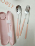 COOKSS儿童筷子勺子套装便携盒餐具小学生上学专用收纳盒三件套外带粉色 实拍图