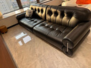 儒黛黑糖云朵真皮沙发头层牛皮中复古法式轻奢一字直排黑色客厅小户型 金属款-2.8米直排-可视面真皮 V-ultra（加厚半青皮1.6-1.8mm） 实拍图
