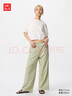 优衣库女装麻混纺松紧长裤/休闲裤473791 52 翠绿色 M /160/66A 实拍图