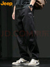 吉普（JEEP）休闲裤男秋冬季直筒裤子男士宽松潮流工装裤男裤 黑色 5XL 实拍图