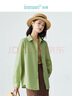 茵曼（INMAN）通勤百搭长袖白衬衫女法式气质宽松别致开衫衬衣 复古绿 M 实拍图