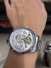 冠琴（GUANQIN）手表男机械表全自动镂空飞轮瑞士品质防水夜光皮带男士双日历手表 银色白面【明星代言】 实拍图