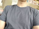 重磅纯棉短袖t恤男高档纯色印花休闲基础款内搭半袖打底衫 粉色 L  125-140斤 实拍图