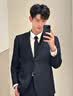 罗蒙2026秋冬季男士休闲西服男韩版修身商务休闲小西装英伦风上衣外套 10131/717黑色【春秋常规单扣】 XL 实拍图