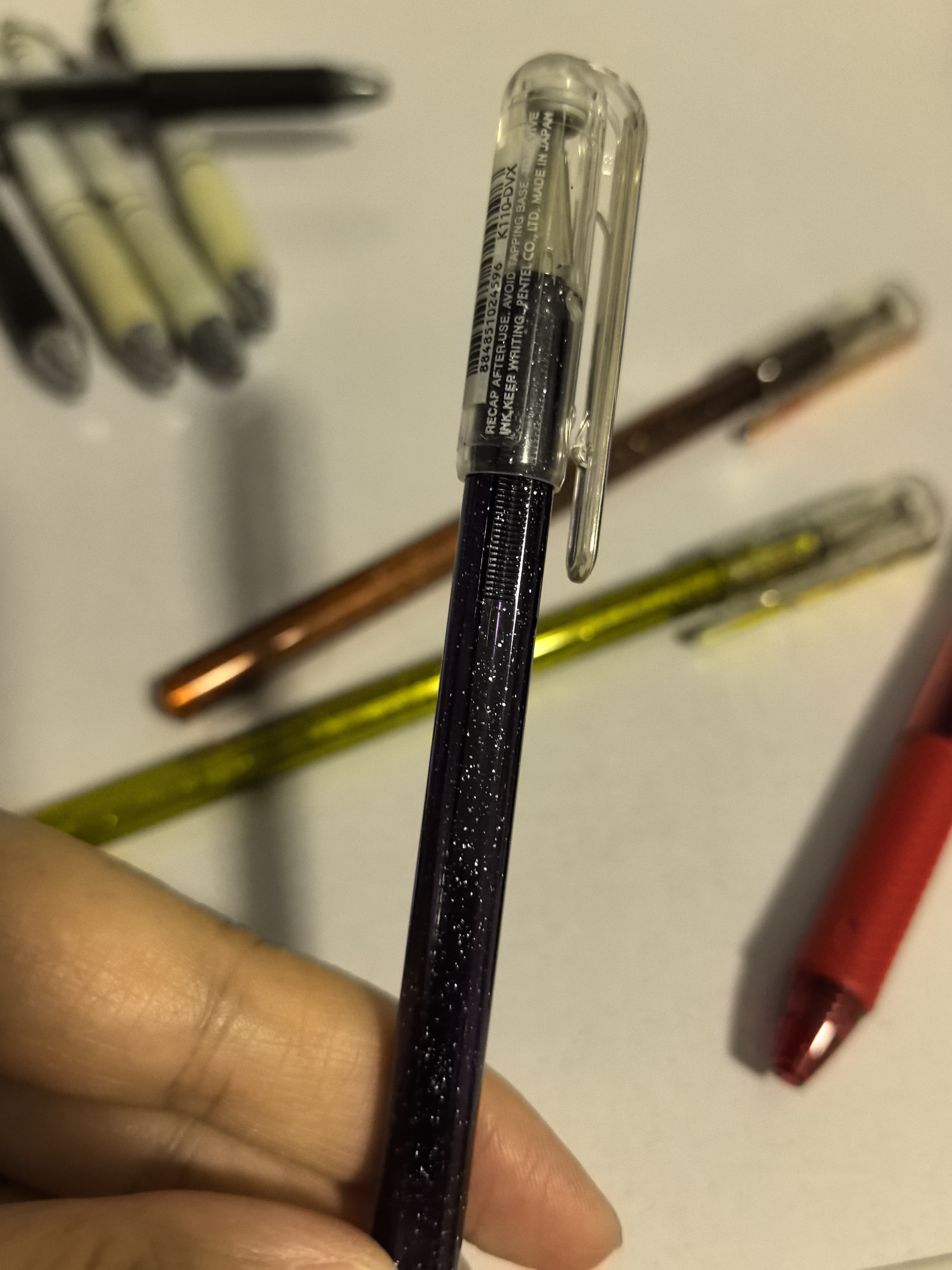 派通（Pentel ）手帐彩色啫喱笔 1.0mm高光金属色记号笔贺卡笔绘画珠光中性笔 K110银色 单支装 实拍图