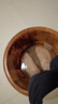川柏香实木泡脚桶木桶洗脚盆木桶家用足浴桶泡脚木质香柏木碳化木制脚盆 30cm 【碳化带盖】+按摩珠+艾60 实拍图