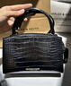 CHARLES&KEITH鳄鱼纹凯莉包手提斜挎婚包包女包生日礼物CK2-50270880-1 Black黑色 S 实拍图
