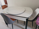 奥利克丝 亮光岩板餐桌椅组合 现代简约实木餐桌可伸缩折叠圆桌吃饭桌子 黑白框架皮椅款餐桌+茶几电视柜 1.35米 一桌六椅【12MM加厚岩板】 实拍图