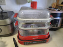 大宇（DAEWOO）【万食电蒸锅】加厚高硼玻璃 多功能炖蒸煮一体蒸汽锅煎烤涮火锅不锈钢S31红色 实拍图