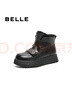 百丽（Belle）牛皮厚底羊毛雪地靴女靴加绒保暖休闲短靴棉鞋D1X1DDD4 黑色-亮面皮 38 (240mm) 实拍图