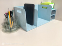 得力（deli）多功能桌面书立架收纳桌上收纳盒抽屉式置物架书挡学生/办公学习用品蓝色 PK110 实拍图