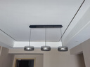 施美特餐厅吊灯现代简约餐桌灯国王湖轻奢极简一字长条吧台中山灯具套餐 3头长盘-珍珠黑+烟灰罩-小爱同学 实拍图