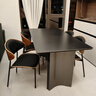 优蒂斯国补意式简约现代黑色岩板餐桌椅组合长方形桌子复古小户型饭桌 餐桌+4伊姆斯椅 1.6米 实拍图