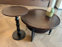 中古风复古圆形茶几家用茶桌客厅小户型美式实木法式新款客厅边几 【橡胶木茶几】胡桃色单桌80CM 实拍图