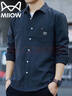 猫人衬衫男春秋季长袖上衣百搭衬衣休闲高级感户外男装 黑色 3XL 实拍图