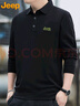 JEEP吉普长袖T恤男士春秋季polo宽松休闲打底衫衣服男装 黑色 XL 实拍图