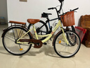 自行车成年人通勤轻便代步休闲学生复古单车上班骑亲子男女士 顶配/单速-黄【双层铝轮】 24寸【145-165cm】 实拍图
