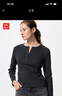 优衣库女装罗纹亨利领T恤/长袖修身短款内搭打底25新款479591 09 黑色 L /160/88A 实拍图