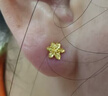 六福珠宝情人节礼物 足金栀子花黄金耳钉耳饰计价G01G0027DS 约0.94克- 实拍图
