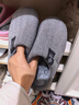 洁丽雅棉拖鞋女秋冬季室内家居防滑保暖拖鞋厚底毛毛女士家用男棉鞋外穿 浅灰 36-37 (适合35-36码) 实拍图