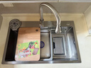 摩恩阳光系列厨房水槽大单槽洗菜盆一体盆304不锈钢台上中下家用洗碗水池 四孔集渣银色水槽-圆形抽拉顶配 75*46CM 实拍图