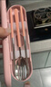 COOKSS儿童筷子勺子套装便携盒餐具小学生上学专用收纳盒三件套外带粉色 实拍图