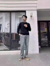 松紧腰加绒牛仔裤男款宽松直筒阔腿工装长裤美式复古工作耐磨裤子 复古蓝 加绒 【重磅高品质】 3XL 实拍图
