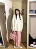 凤蝶儿秋季针织衫女装2025秋冬季新款日系可爱毛衣女学生针织外套上衣女 白色温柔加厚针织衫 均码 实拍图