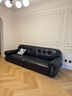 儒黛黑糖云朵真皮沙发头层牛皮中复古法式轻奢一字直排黑色客厅小户型 金属款-2.55米直排-可视面真皮 V-ultra（加厚半青皮1.6-1.8mm） 实拍图