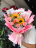 艾斯维娜鲜花速递向日葵混搭花束生日礼物全国同城配送 粉玫瑰向日葵韩式混搭花束 实拍图