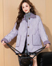 唐狮（TonLion）2025女撞色拼接翻领羽绒服 紫棠色 M 实拍图