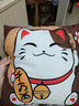 抱枕靠垫 超柔短毛绒卡通印花办公室汽车床头腰靠可拆洗抱枕靠垫 招财猫 40cm*40cm 含枕芯 （单支装） 实拍图