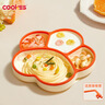 COOKSS 宝宝餐盘硅胶婴儿学吃饭分格儿童餐具辅食碗餐盘带吸盘 双拼橙 实拍图
