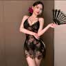 臻媚睡衣女薄款性感内衣蕾丝睡裙内裤套装家居服 黑色 9105 实拍图