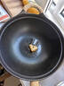 九铸 生铁锅深炒锅老式铁锅家用不粘锅平底炒菜锅燃气灶电磁炉专用锅 长柄-平底炒锅-木盖款 31cm 实拍图