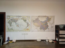欧式复古地图：中国+世界地图挂图（1.1米*0.8米 仿古地图装饰画挂画 赠3M贴胶 套装2张） 实拍图