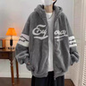 港蒂湾羊羔绒外套男秋冬季加绒棉衣加厚绒棉服男毛巾绣连帽外套学生棉袄 灰色-常规款LRB-W38 L 110-125斤左右 实拍图
