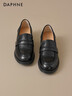 达芙妮英伦风黑色小皮鞋女秋冬2025新款粗中跟乐福鞋通勤加绒单鞋 实拍图