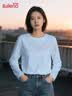班尼路（Baleno） 白色内搭长袖t恤女2025秋冬纯棉宽松大码休闲基础款打底衫女上衣 实拍图